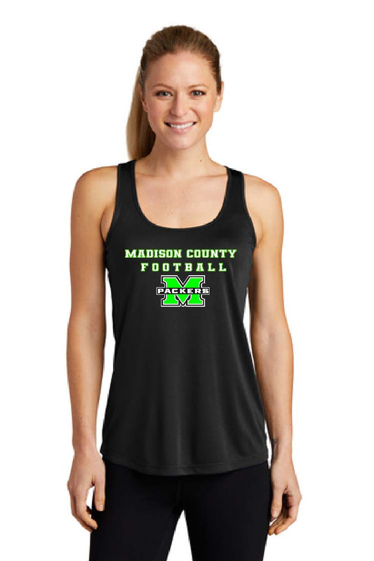 Women's Black Sport Tek Racerback Tank with Packers Logo