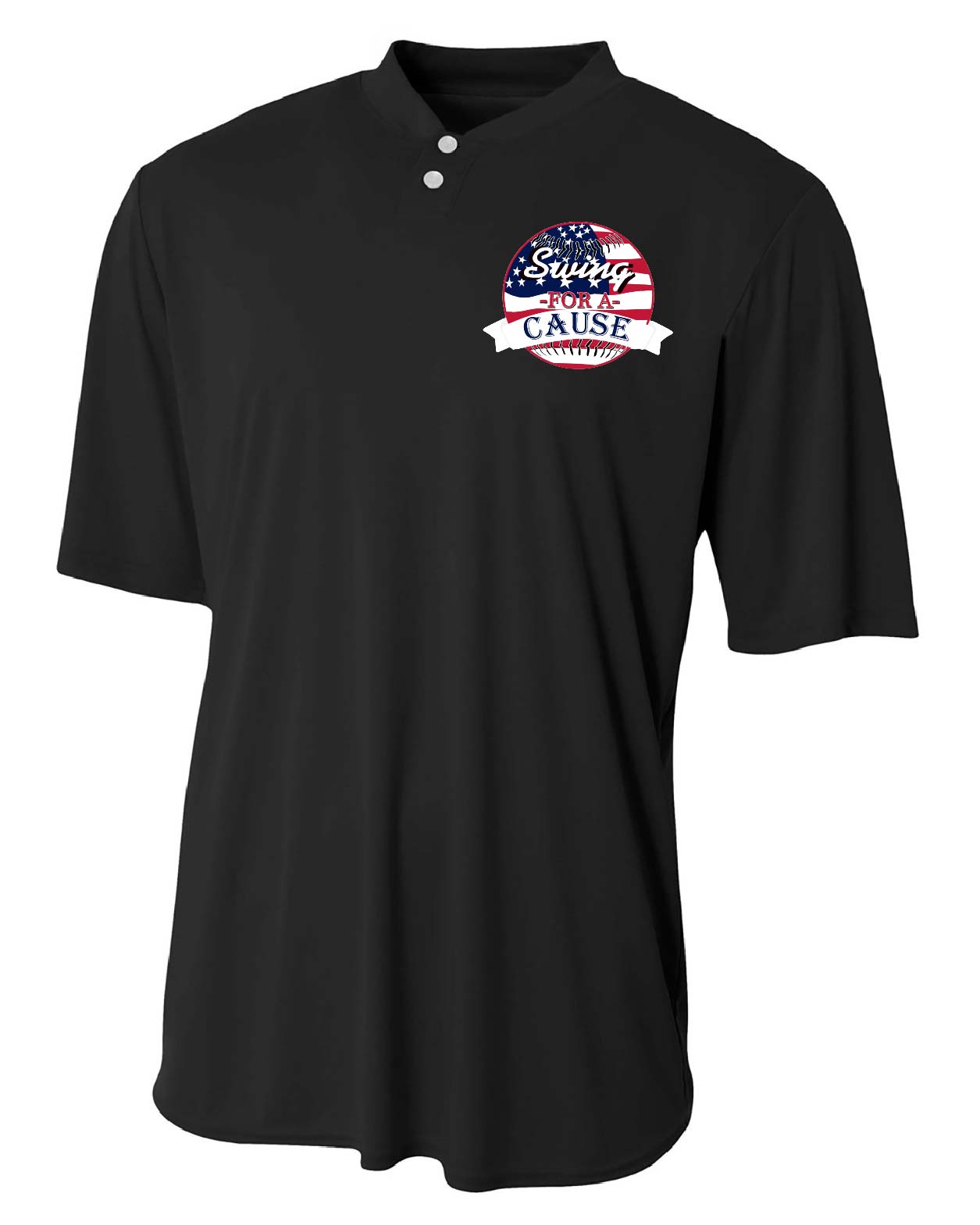 Swing For A Cause 2 Button Henley Jersey